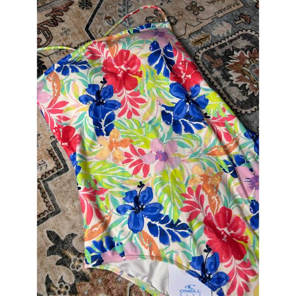 Oneill Tropical One piece Square open back NWT Colorful Swimsuit Floral Bikini - Picture 3 of 9